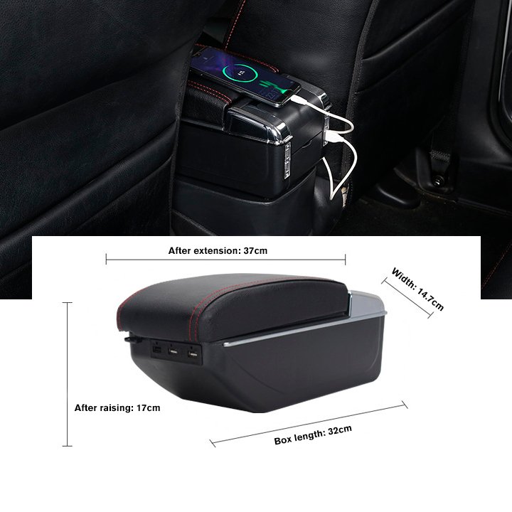 Car Storage Box Universal Leather Central Store Storage Box With USB Charger Car Armrest Center Console Armrests Box