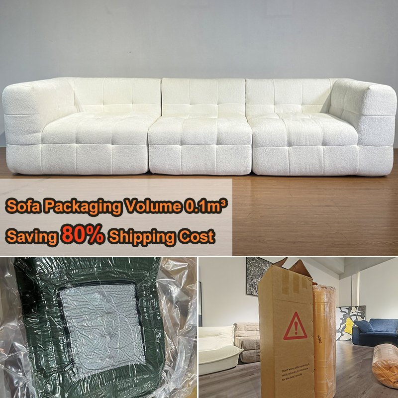 AOMISI CASA High Quality Compressed Sofa Foshan Vacuum Pack Fabric Modular Sofa Set High Soft Sponge Straight Row Sofa
