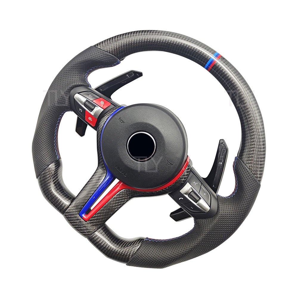 High Quality Leather Real Carbon Fiber Car Steering Wheel for BMW M340i M440i E36 E46 E39 E82 E90 GT 3series 5series