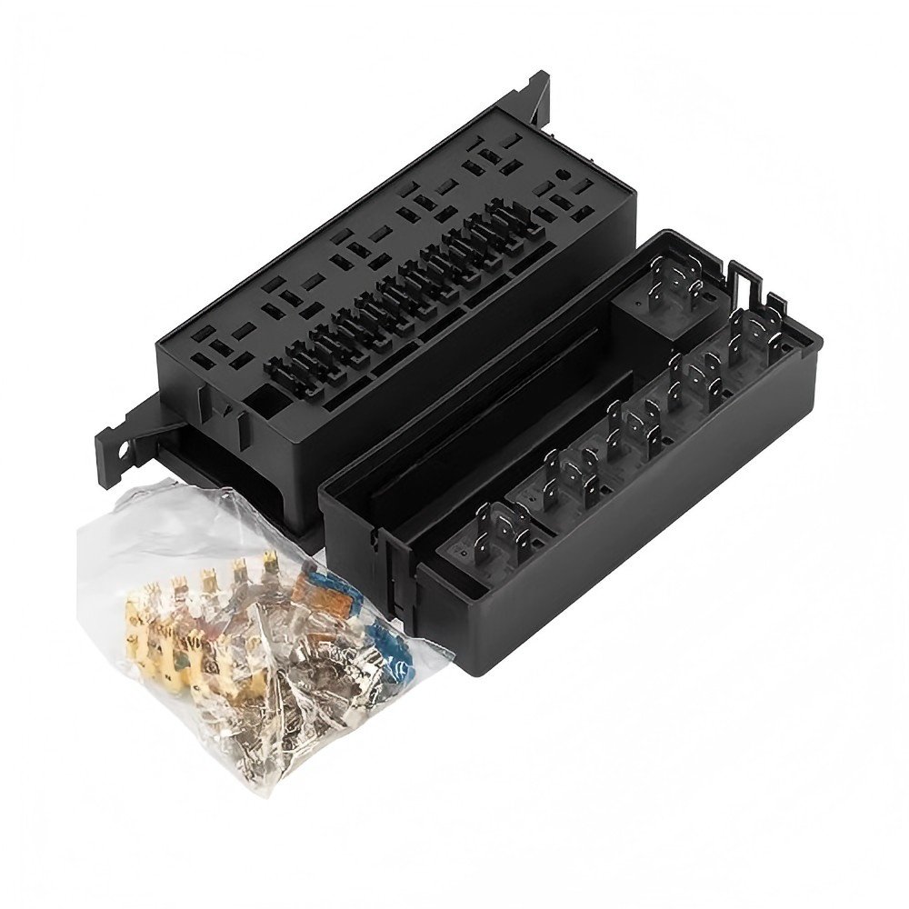 11 Way Relay Fuse Block Holds Universal Waterproof Fuse Relay Box with 6 Relays and Metallic Pins Terminal