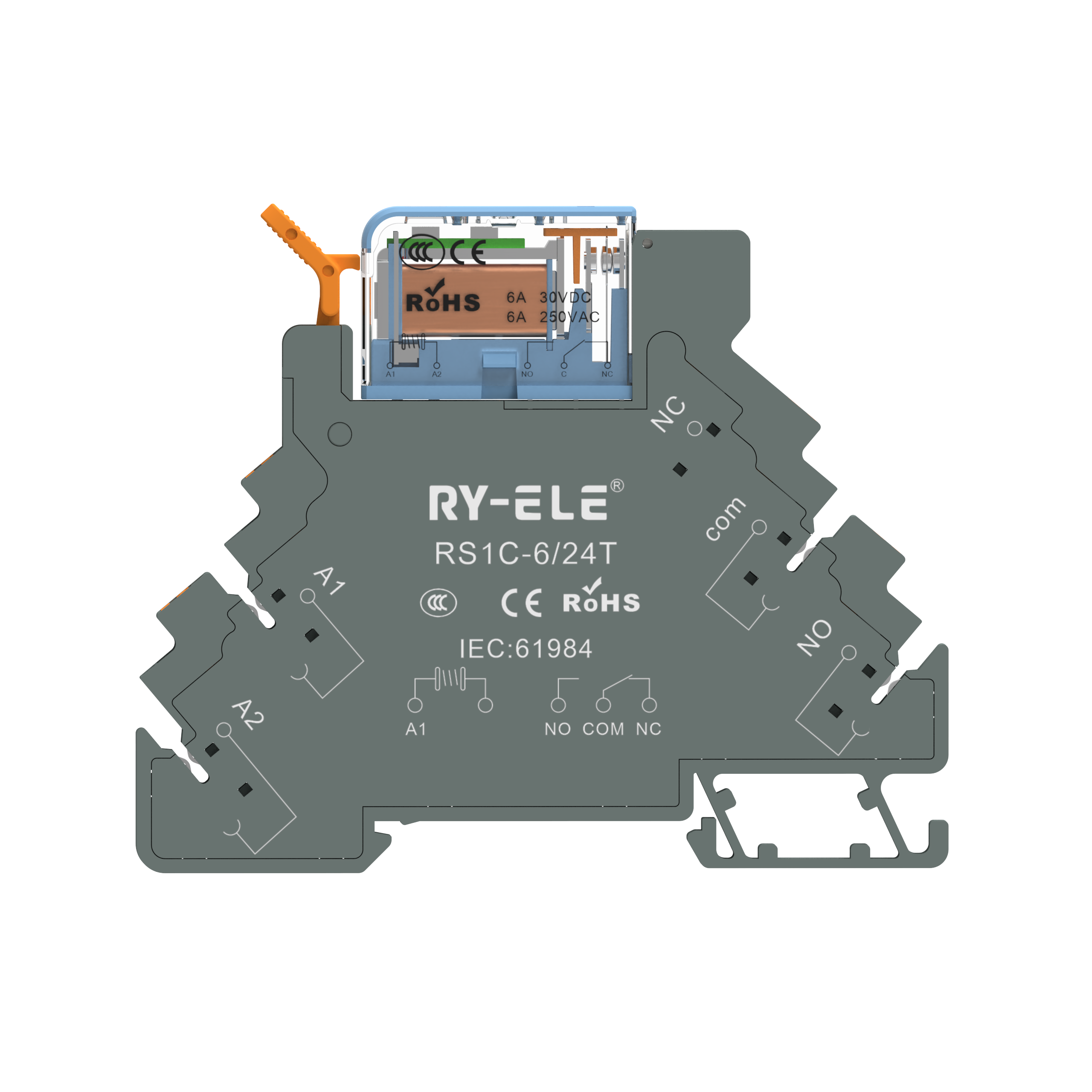 New 24V Miniature General Purpose Slim Relay RS-1C-D24L RY-ELE 30A Contact Load Epoxy Protected Auto Protective Power Relay