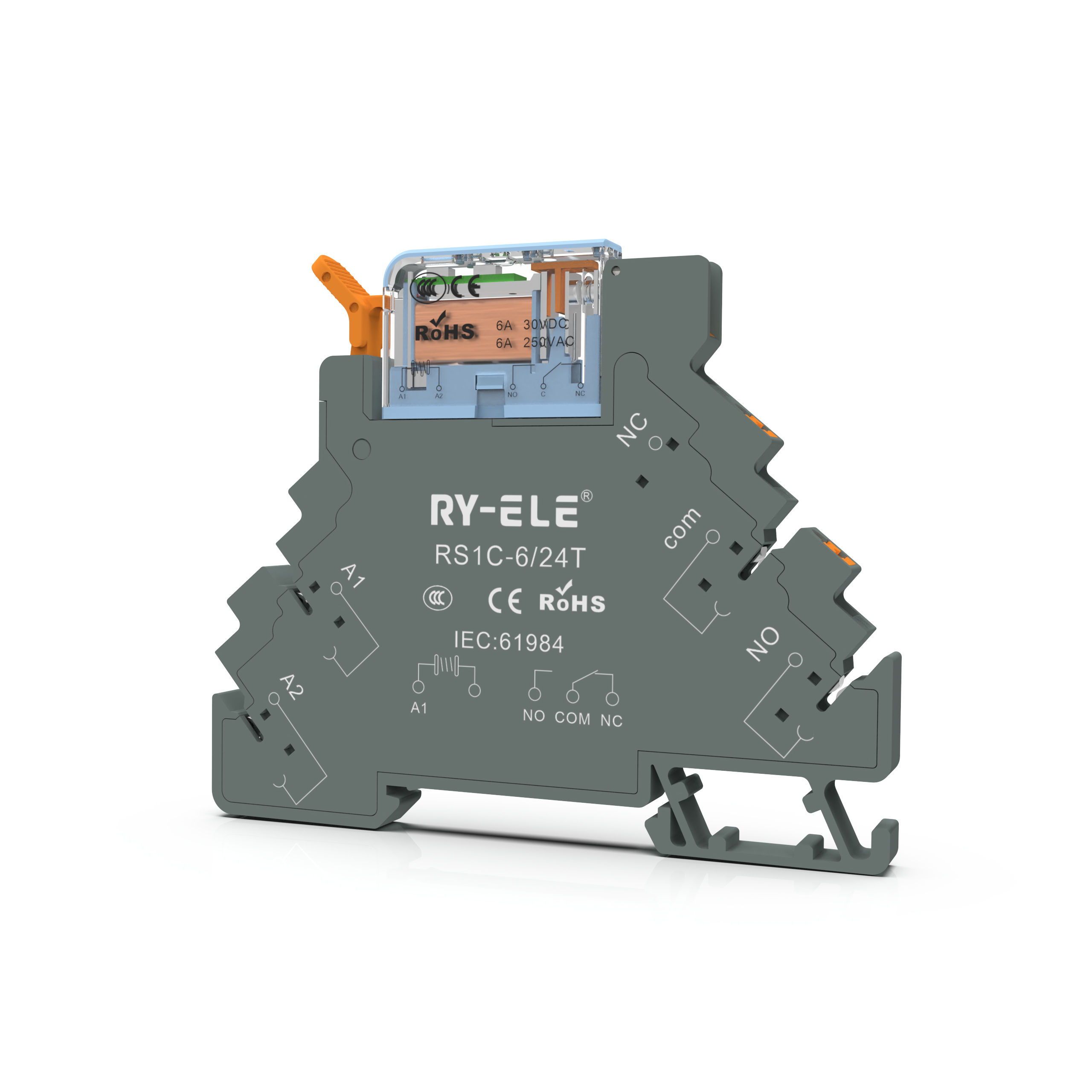 New 24V Miniature General Purpose Slim Relay RS-1C-D24L RY-ELE 30A Contact Load Epoxy Protected Auto Protective Power Relay