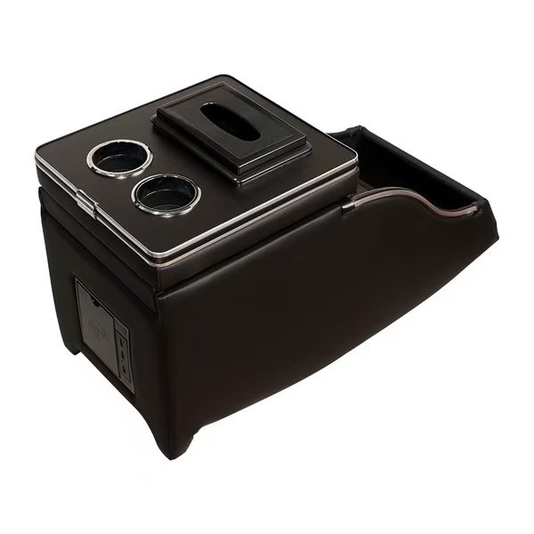 Hot Sale Atmosphere Light USB Charger Cup Holder Front Leather Car Central Console Storage Box Organizer Tray for Modified Cars