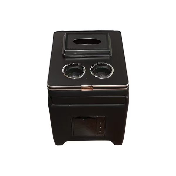 Hot Sale Atmosphere Light USB Charger Cup Holder Front Leather Car Central Console Storage Box Organizer Tray for Modified Cars