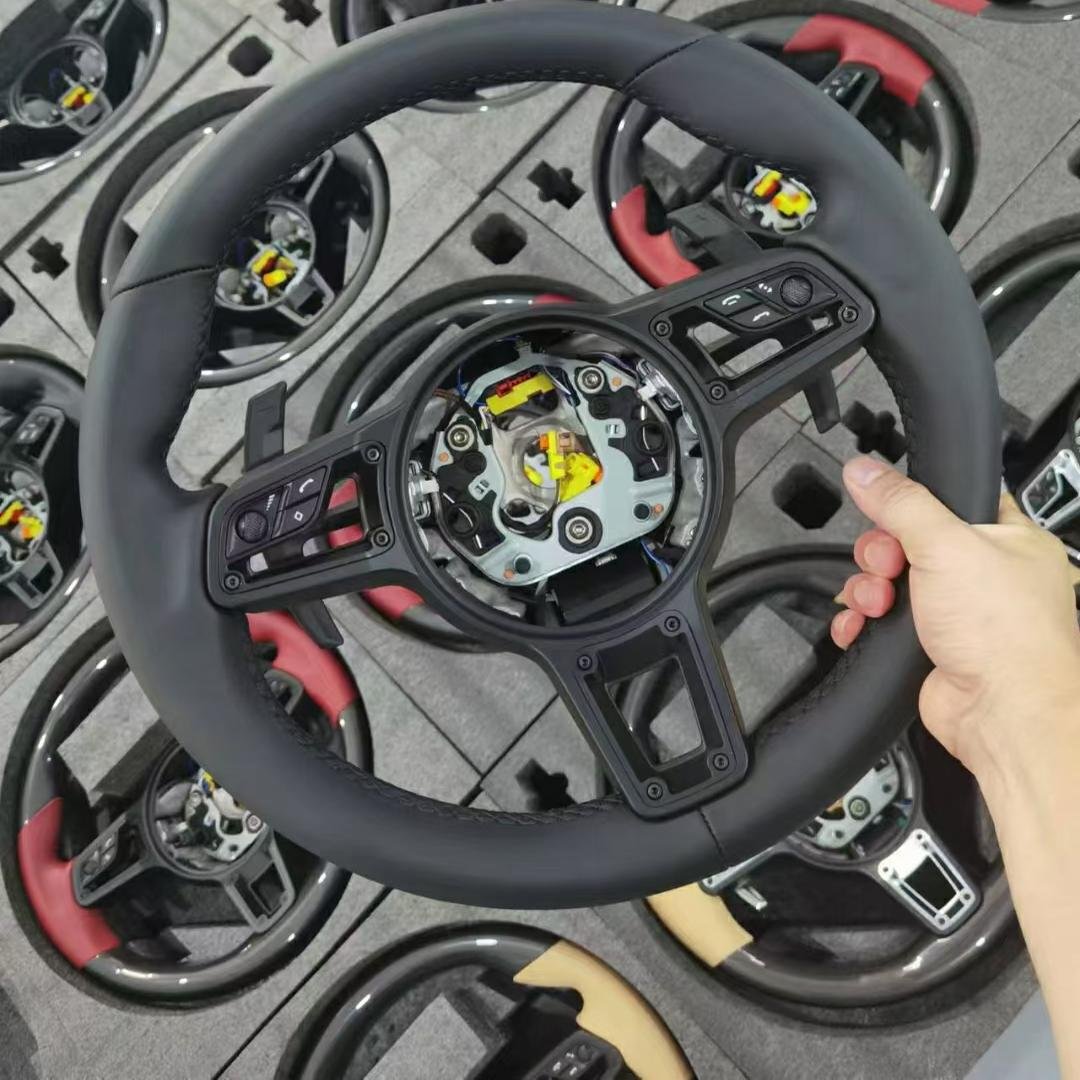 New Custom Genuine Leather Interior For Porsche Macan Panamera Cayenne 718 911 Leather Steering Wheel Car Accessories