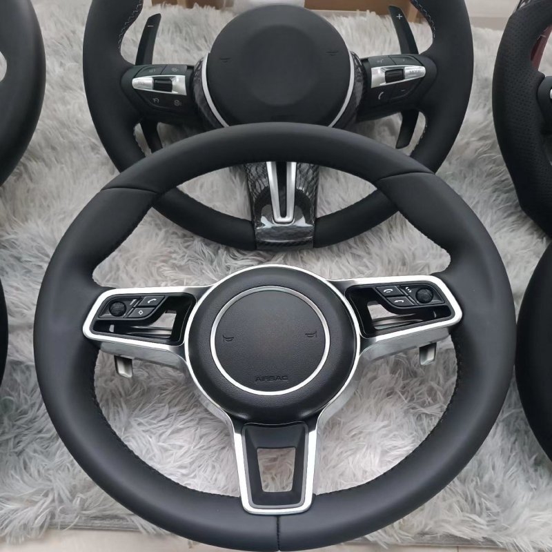 New Custom Genuine Leather Interior For Porsche Macan Panamera Cayenne 718 911 Leather Steering Wheel Car Accessories