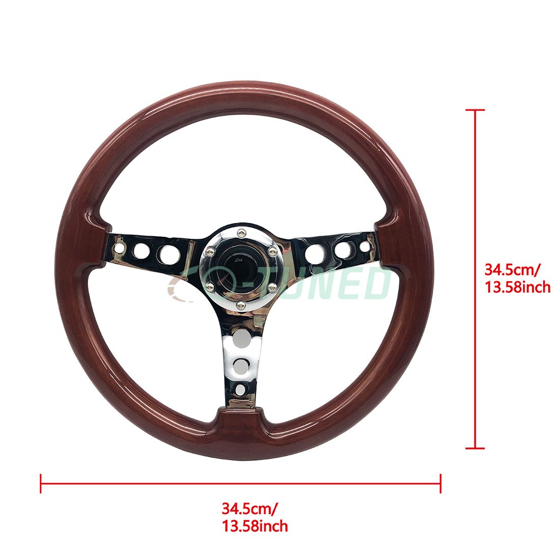 Hot Sale Genuine Wooden Car Steering Wheel 3 Spoke For Classic Car With Chrome Frame