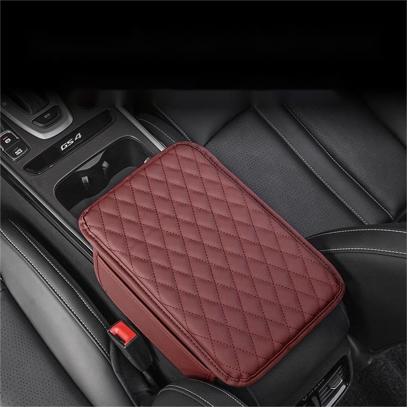 Pu Leather Universal Car Console Central Armrest Soft Pad Cushion Thin Strap Pocket Box Cover