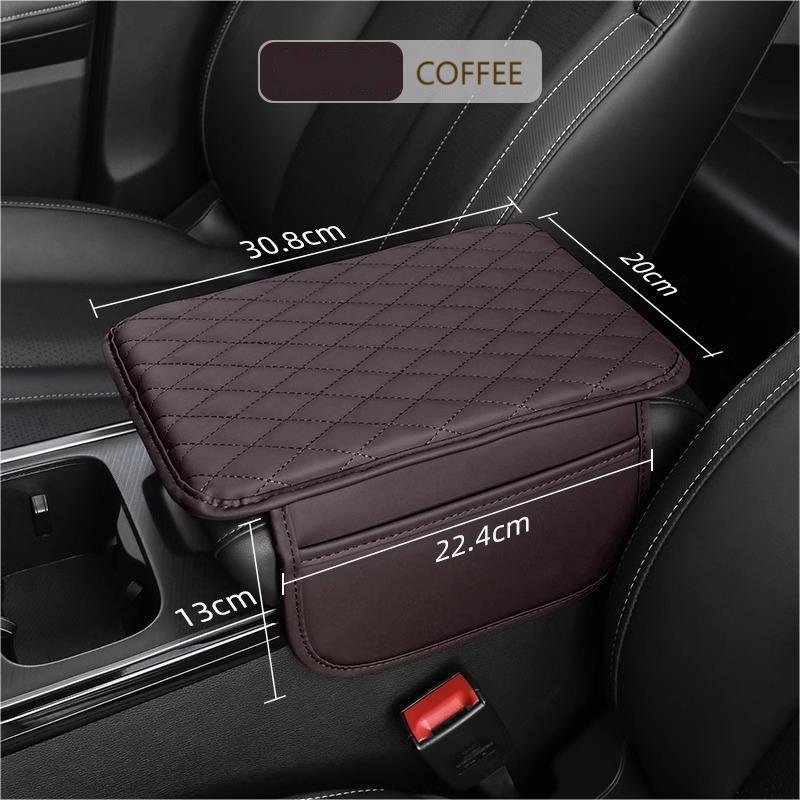 Pu Leather Universal Car Console Central Armrest Soft Pad Cushion Thin Strap Pocket Box Cover