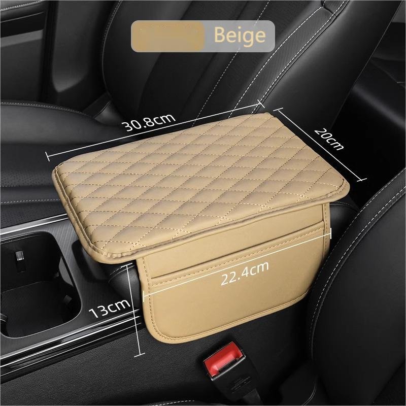 Pu Leather Universal Car Console Central Armrest Soft Pad Cushion Thin Strap Pocket Box Cover