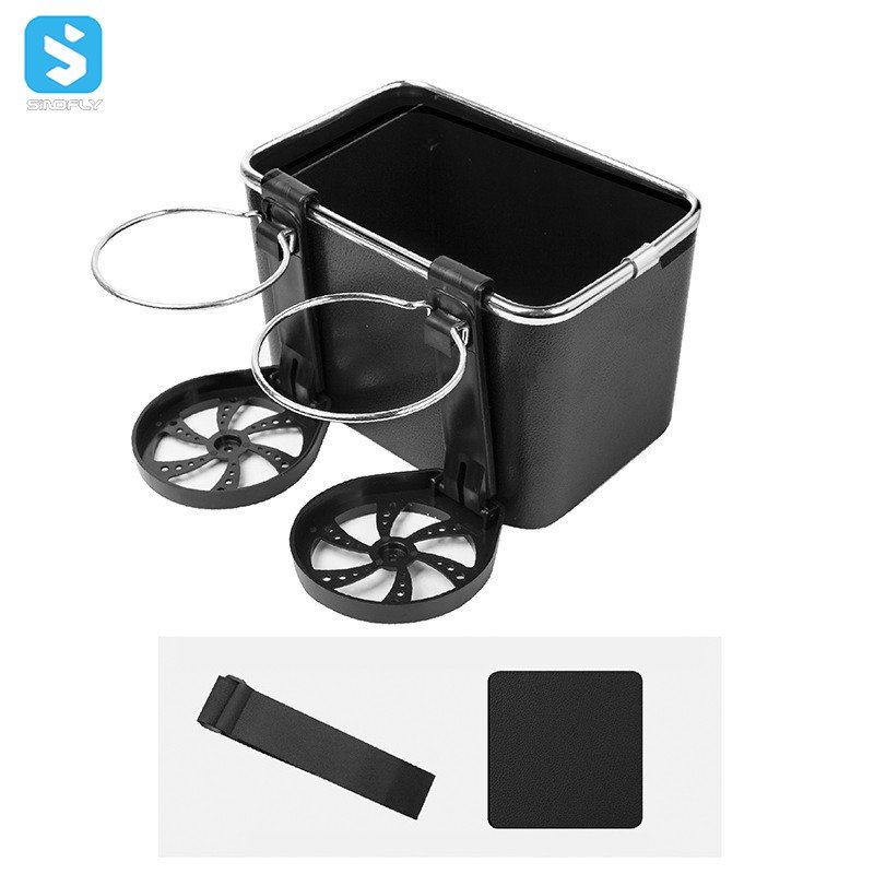 PU Leather Car Armrest Storage Box with Foldable Cup Holders Car Organizer Box for Arm Rest