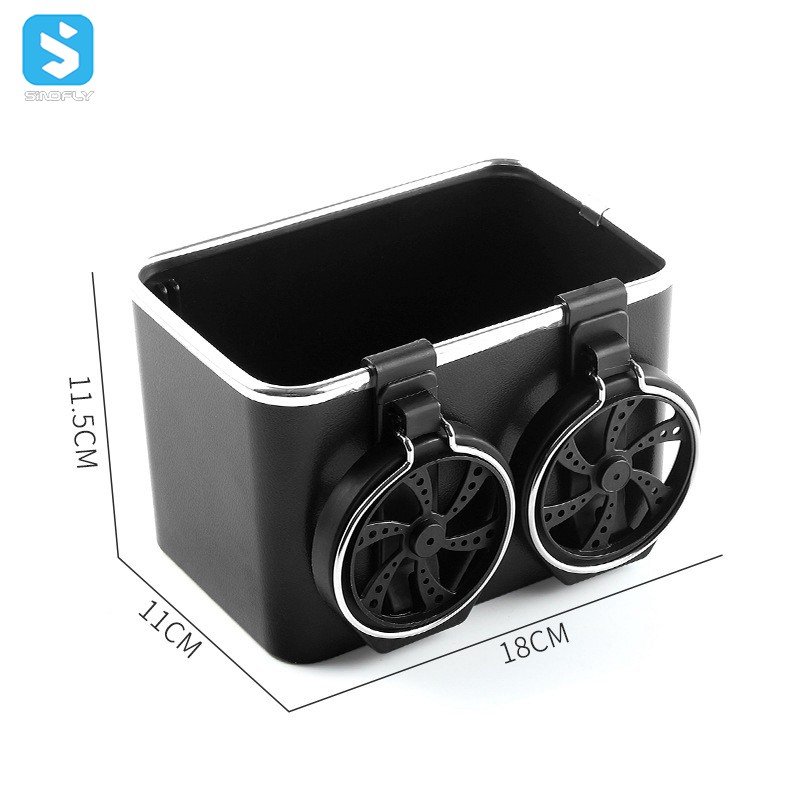 PU Leather Car Armrest Storage Box with Foldable Cup Holders Car Organizer Box for Arm Rest