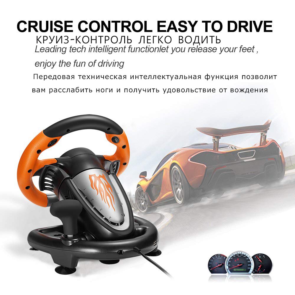 PXN V3 PC Game Racing Wheel USB Car Race Game Steering Wheel with Pedals for Windows PC/PS3/PS4/Xbox One/Nintendo Switch