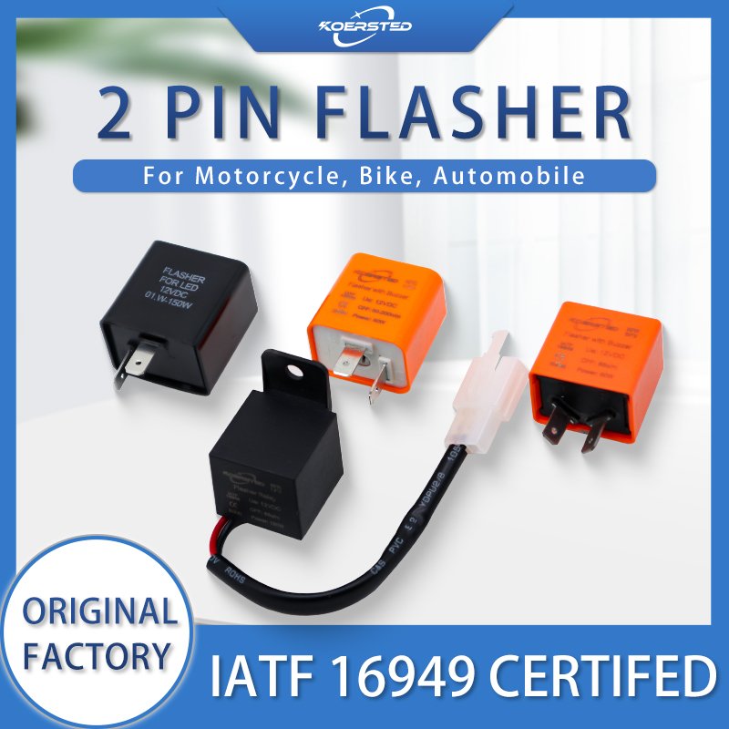 KKA-LF2 Series DC12V 2Pin Flasher Relay, for Motorcycle/Car/RV/Boat LED Light Flash, Flasher with Buzzer, Wire Connector