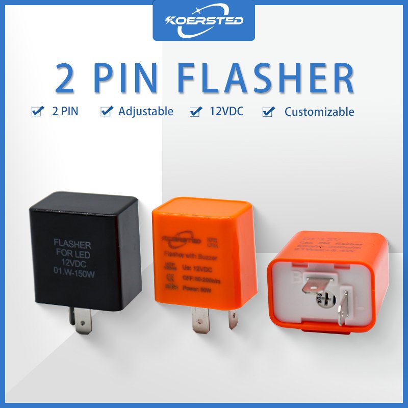 KKA-LF2 Series DC12V 2Pin Flasher Relay, for Motorcycle/Car/RV/Boat LED Light Flash, Flasher with Buzzer, Wire Connector