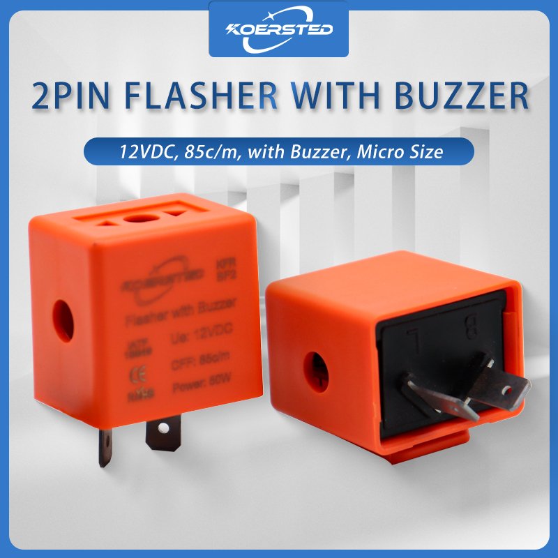 KKA-LF2 Series DC12V 2Pin Flasher Relay, for Motorcycle/Car/RV/Boat LED Light Flash, Flasher with Buzzer, Wire Connector
