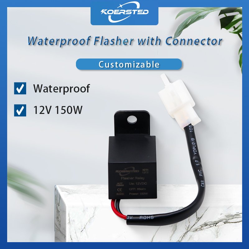 KKA-LF2 Series DC12V 2Pin Flasher Relay, for Motorcycle/Car/RV/Boat LED Light Flash, Flasher with Buzzer, Wire Connector