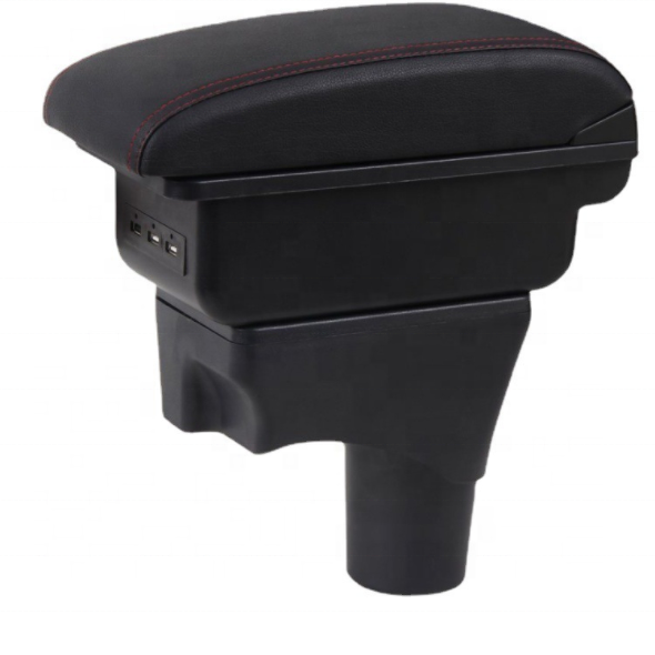 2022 Black Color Pu Leather 3 USB Design Slide and Double Layers Black Color Car Armrest Box for Nissan Sunny/versa/march