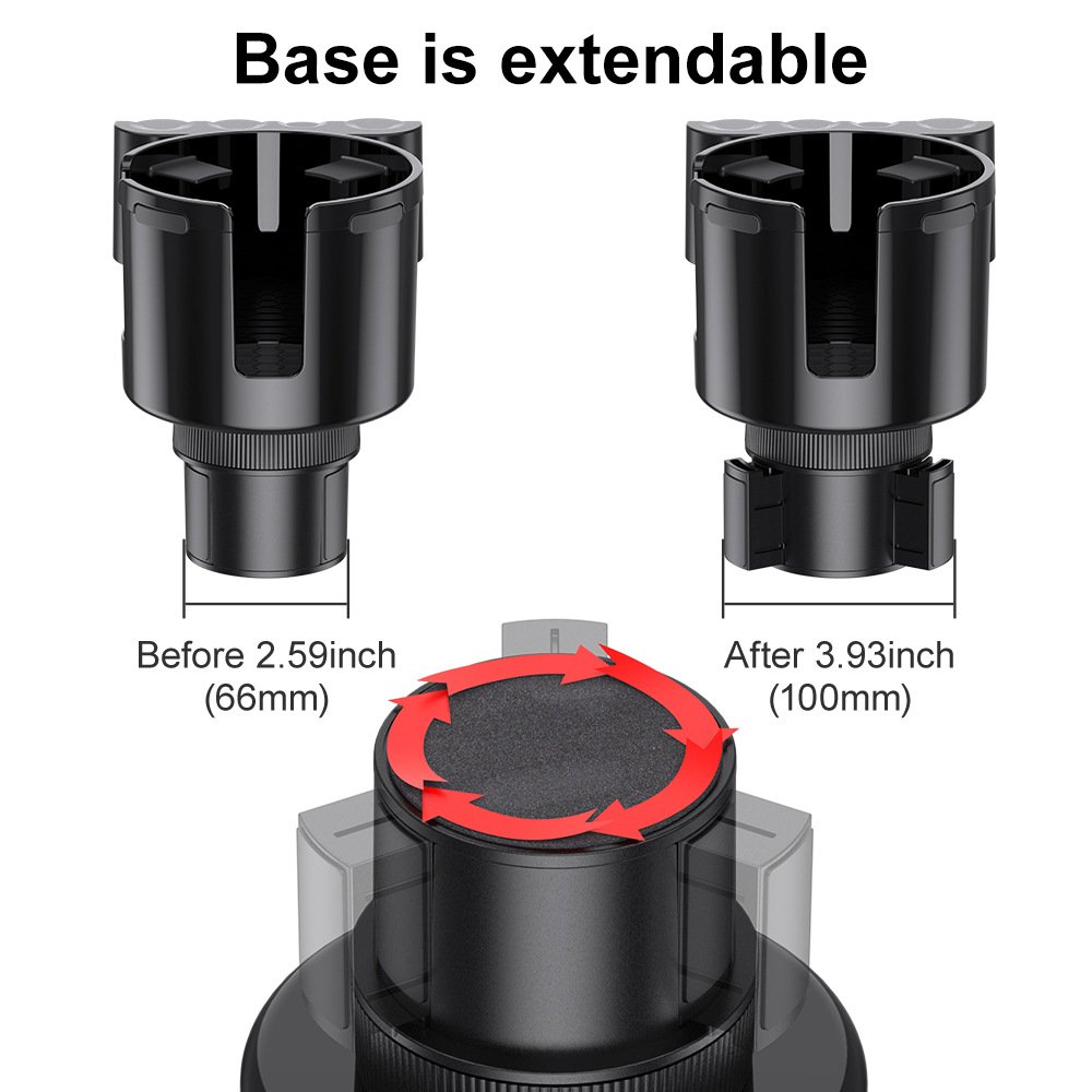 Car Multifunctional Water Cup Holder Large Car Center Console Cup Holder Water Bottle Holder Car Money Box Black ABS Universal