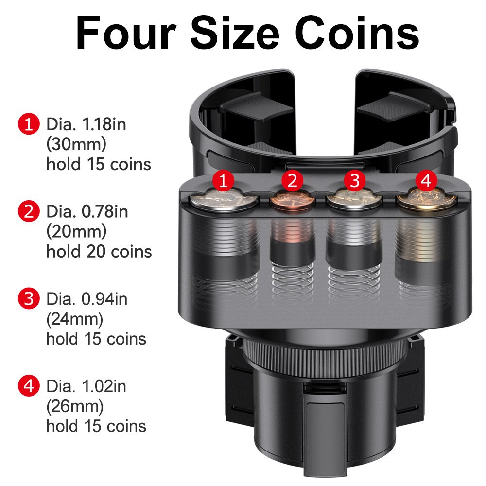 Car Multifunctional Water Cup Holder Large Car Center Console Cup Holder Water Bottle Holder Car Money Box Black ABS Universal