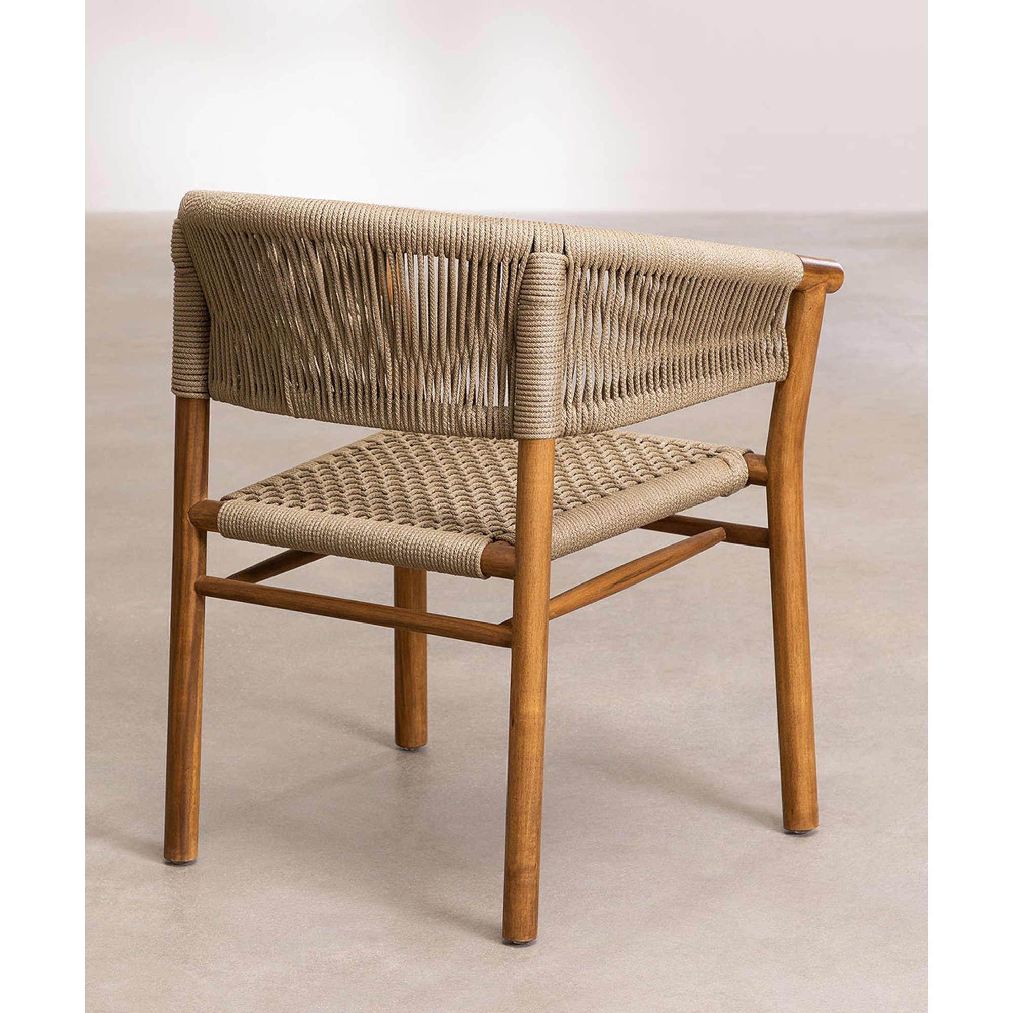 Rope Chair With Armrests Teak Wooden Outdoor Chair - Delia