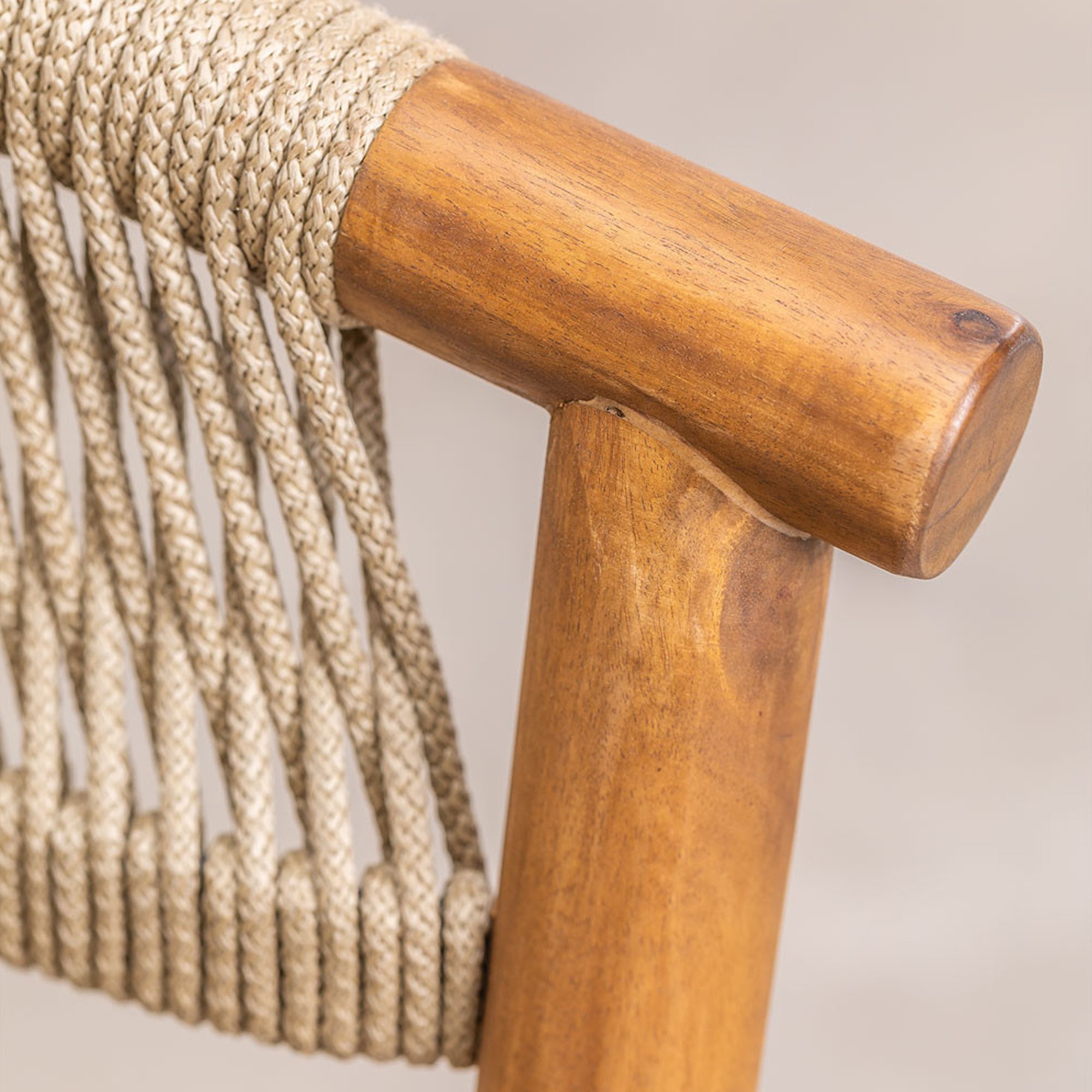 Rope Chair With Armrests Teak Wooden Outdoor Chair - Delia