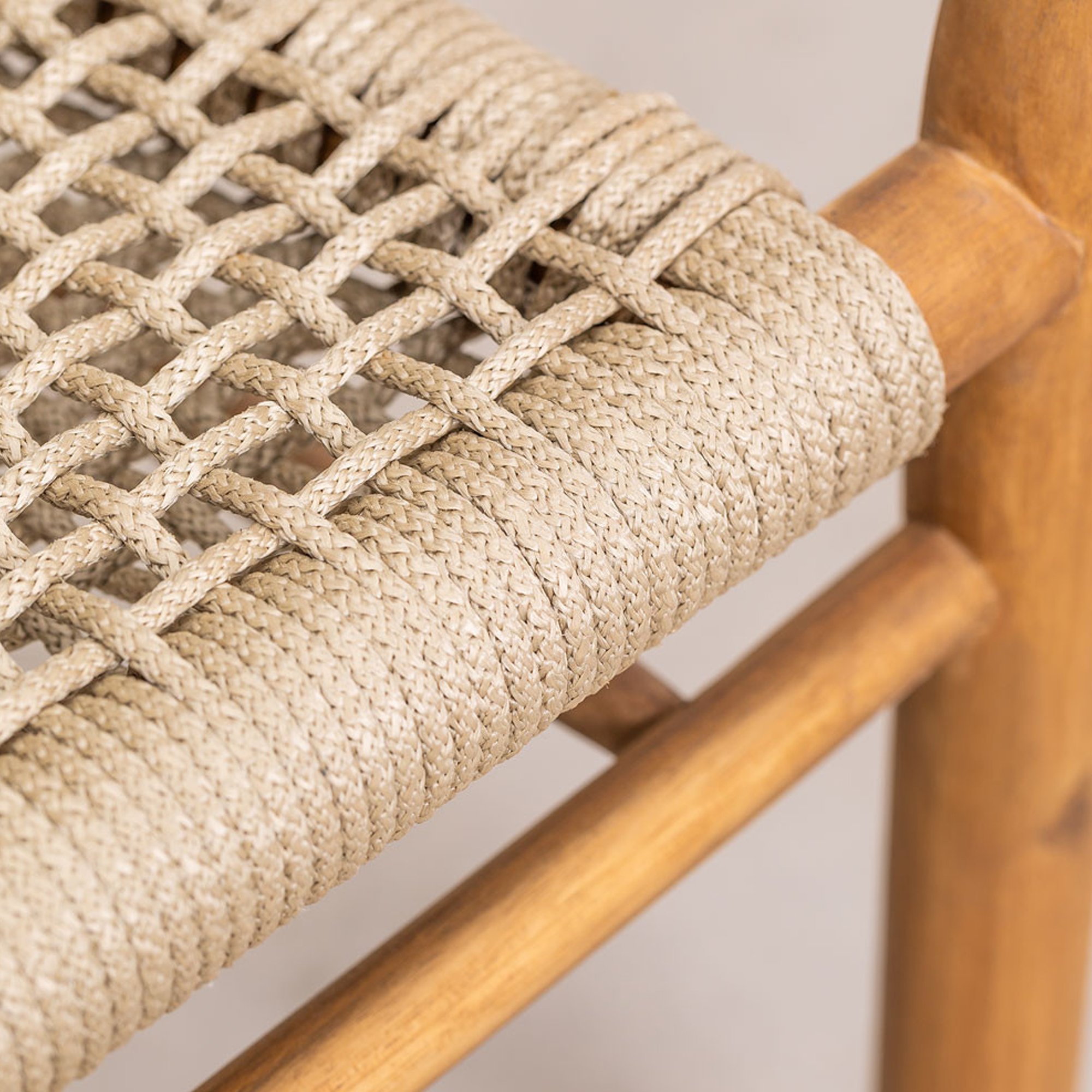 Rope Chair With Armrests Teak Wooden Outdoor Chair - Delia