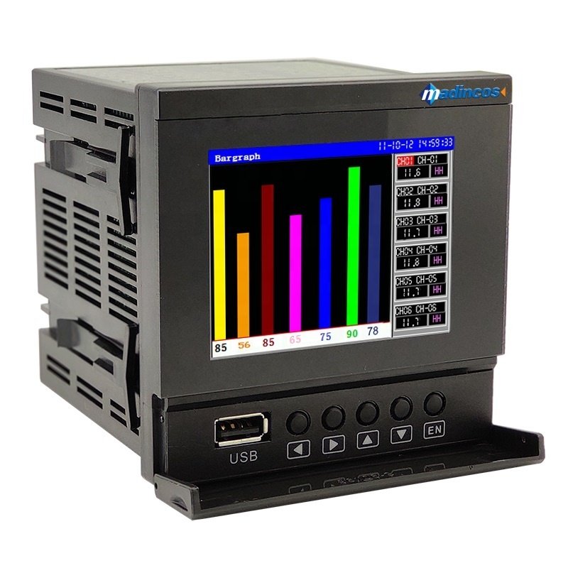 MPR800:0.2%FS Universal 8 Channels Universal Digital Color Paperless Graphic Chart Recorder for Temperature/Vibration/Pressure