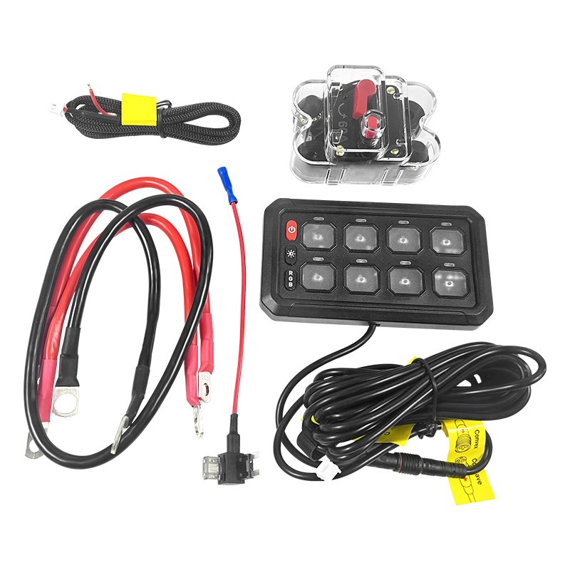 Switch Pod Panel 8 Gang Switch Panel RGB Dimmable Auto Vehicle Power Plus Circuit Relay Management System