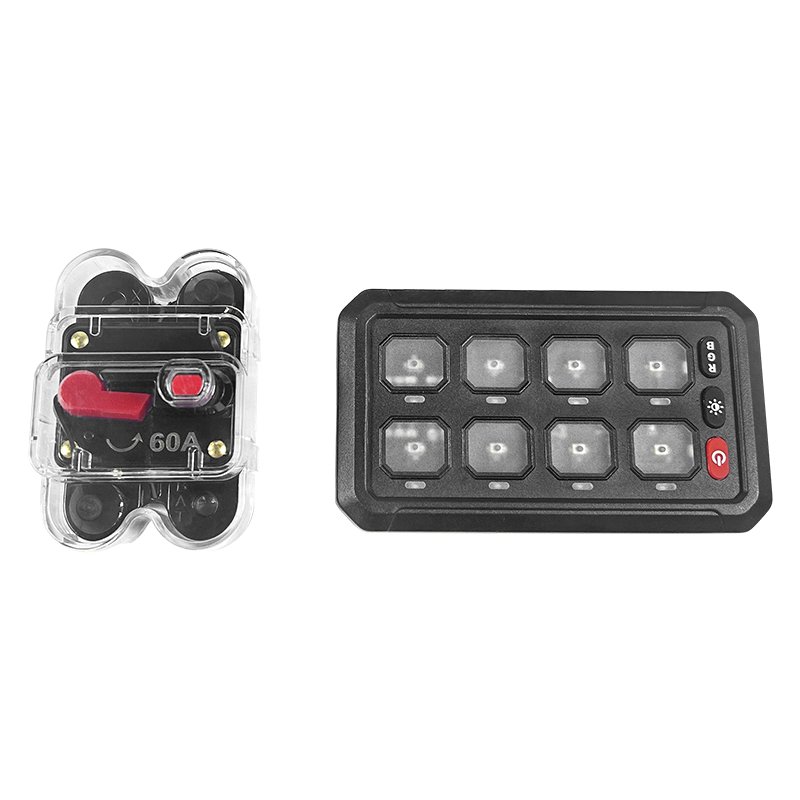 Switch Pod Panel 8 Gang Switch Panel RGB Dimmable Auto Vehicle Power Plus Circuit Relay Management System