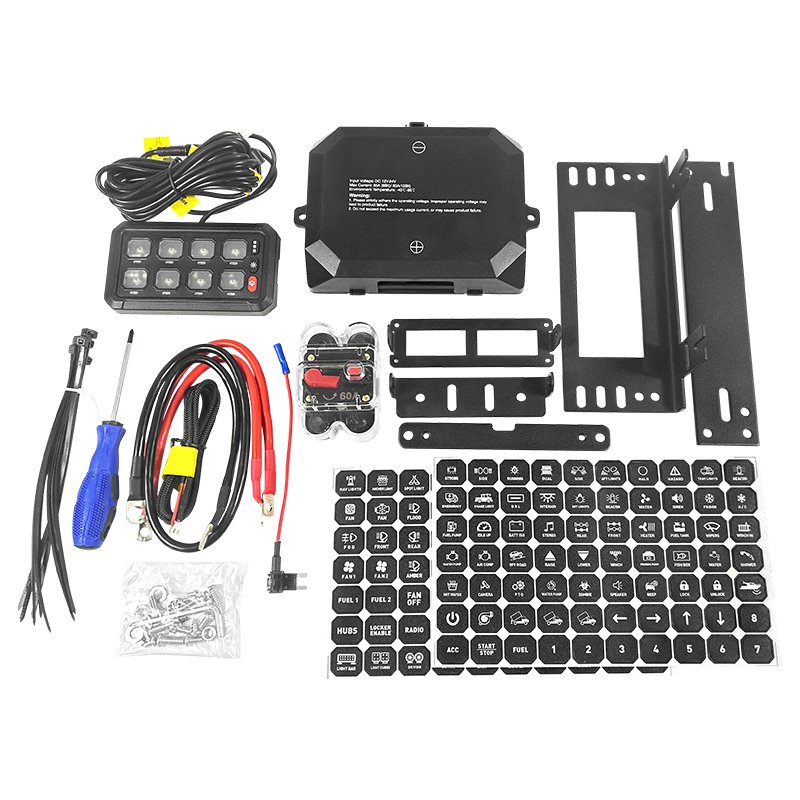 Switch Pod Panel 8 Gang Switch Panel RGB Dimmable Auto Vehicle Power Plus Circuit Relay Management System