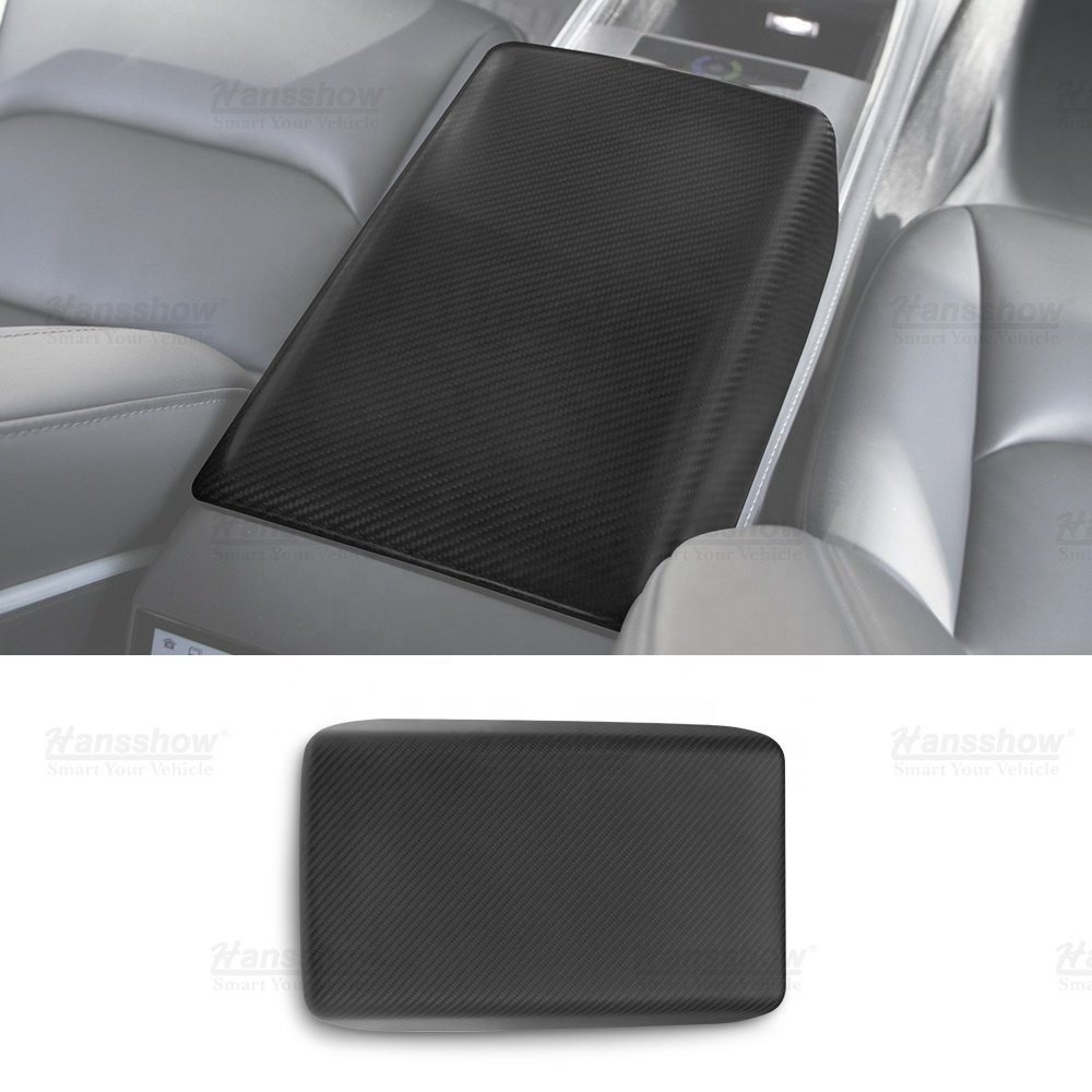Hansshow Model 3/Y Real Carbon Fiber Glove Box Cover for Tesla Car Interior Accessories