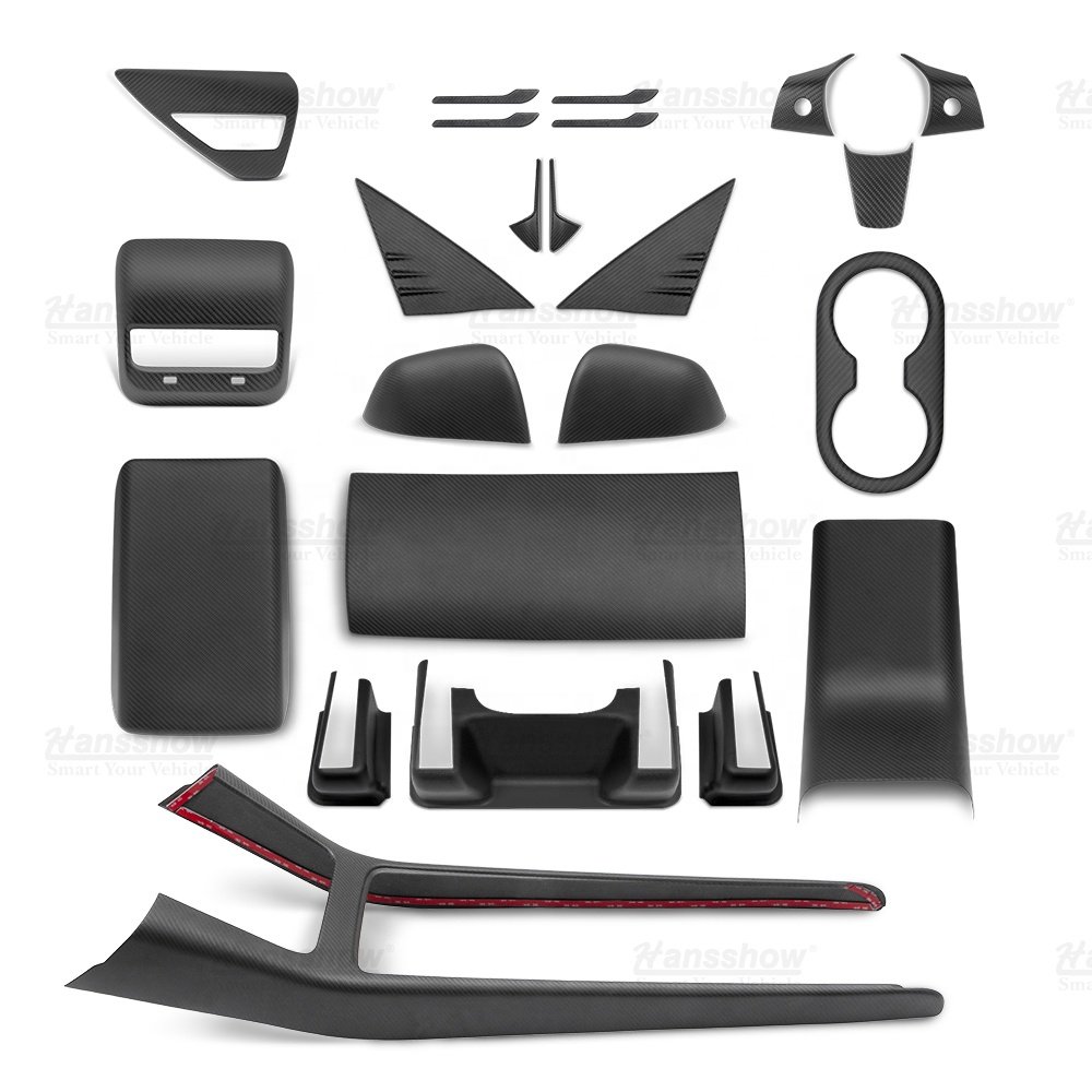 Hansshow Model 3/Y Real Carbon Fiber Glove Box Cover for Tesla Car Interior Accessories
