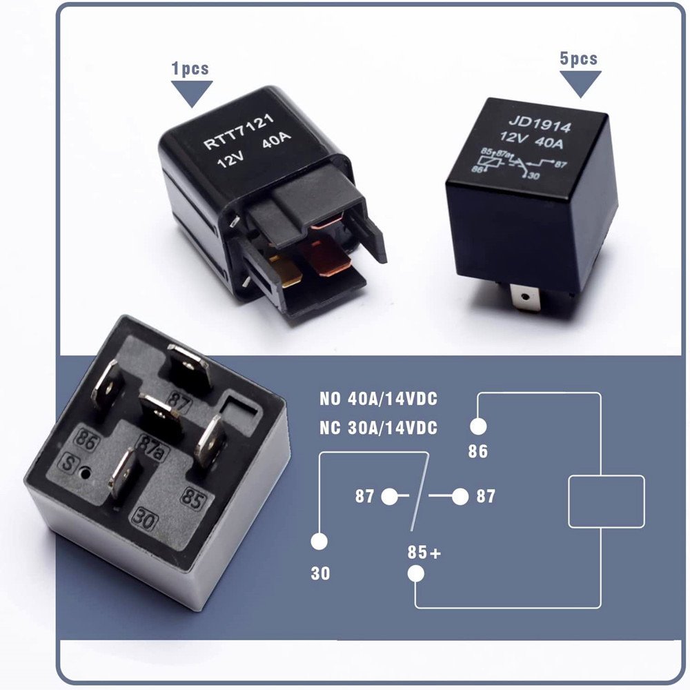 6 Way Fuse and Relay Box with Wiring Harness Waterproof 5 Pin 12V 40A/60A Automotive Car Marine ATO/ATC Auto Fuse Holder Block