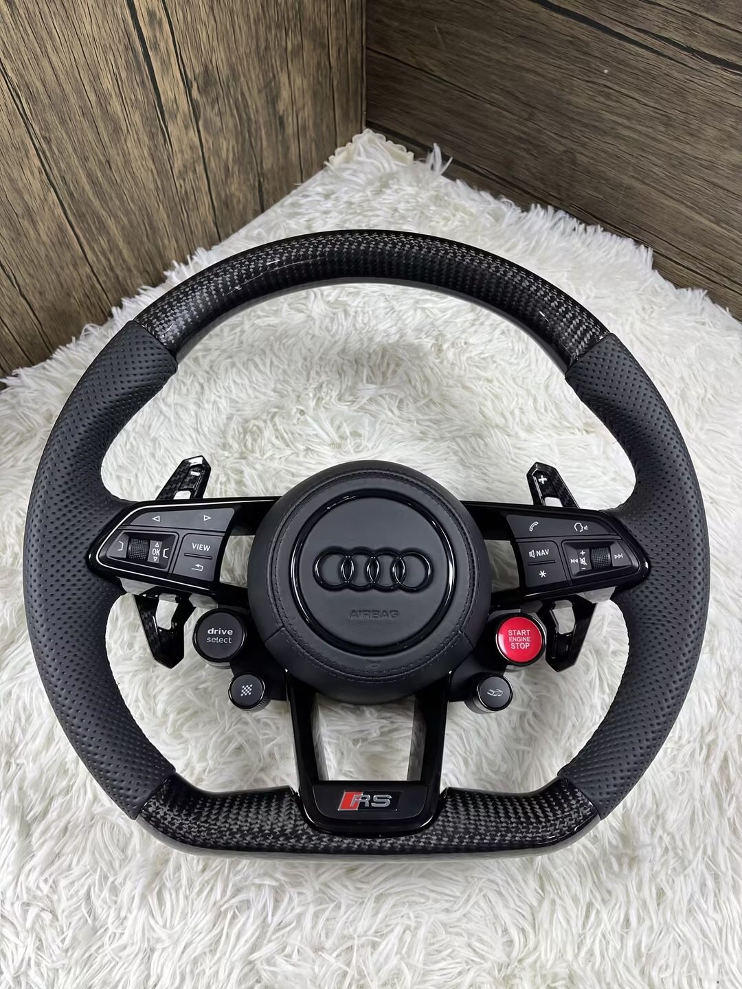 custom 2009 Audi Sport Steering wheel Real Forged Carbon Fiber Steering Wheel for A4 A5 S4 RS4 Allroad Avant B7 B8 B9