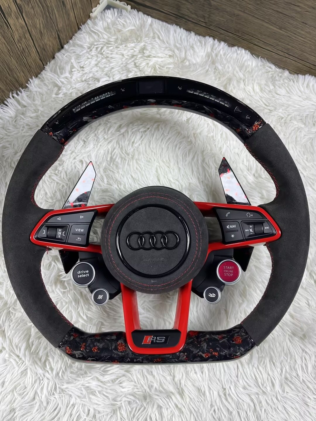 custom 2009 Audi Sport Steering wheel Real Forged Carbon Fiber Steering Wheel for A4 A5 S4 RS4 Allroad Avant B7 B8 B9