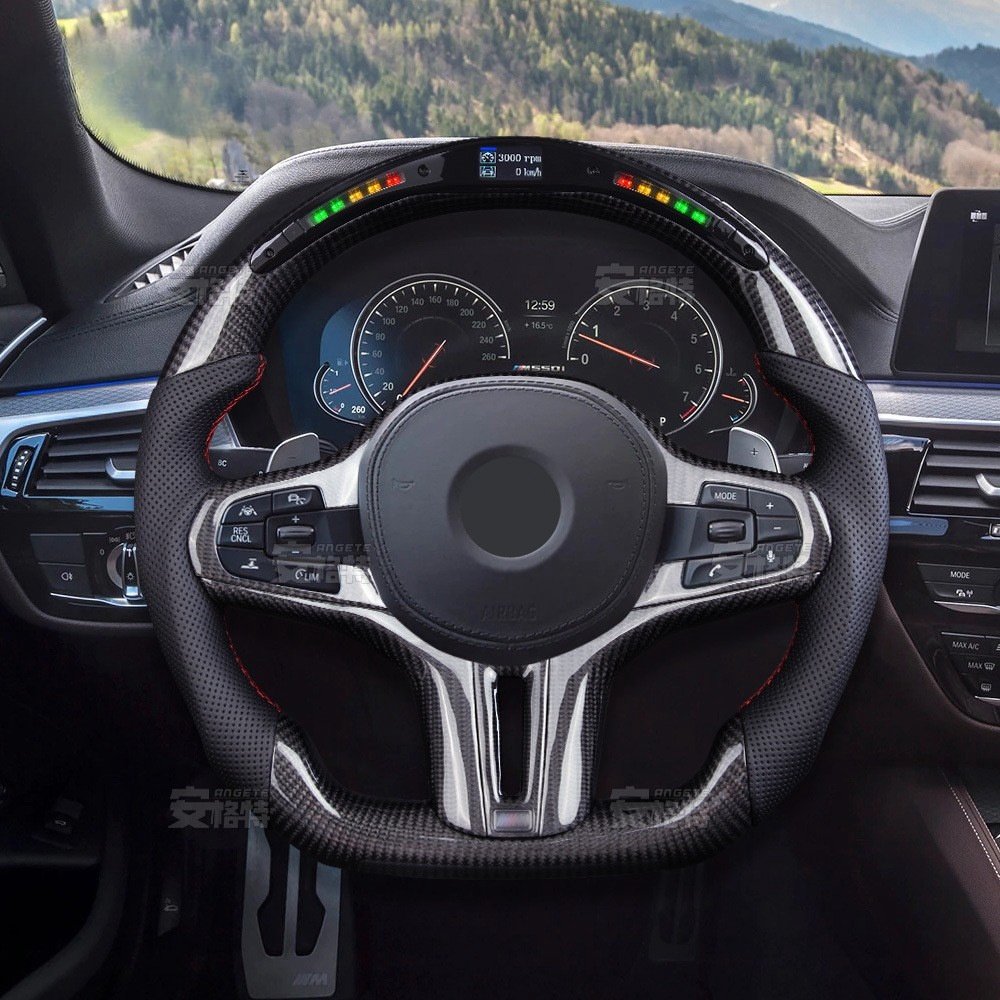 LED Shift Light Carbon Fiber Steering Wheels Fit For B M W E90 E92 M3 E82 E90 E87 M3 M2 Custom Steering Wheels