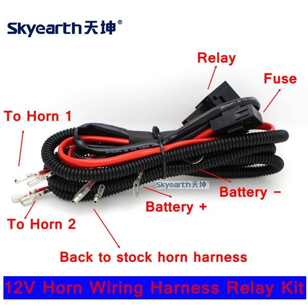 SKYEARTH Car Horn Wiring Harness With Relay Fuse Better for American Auto