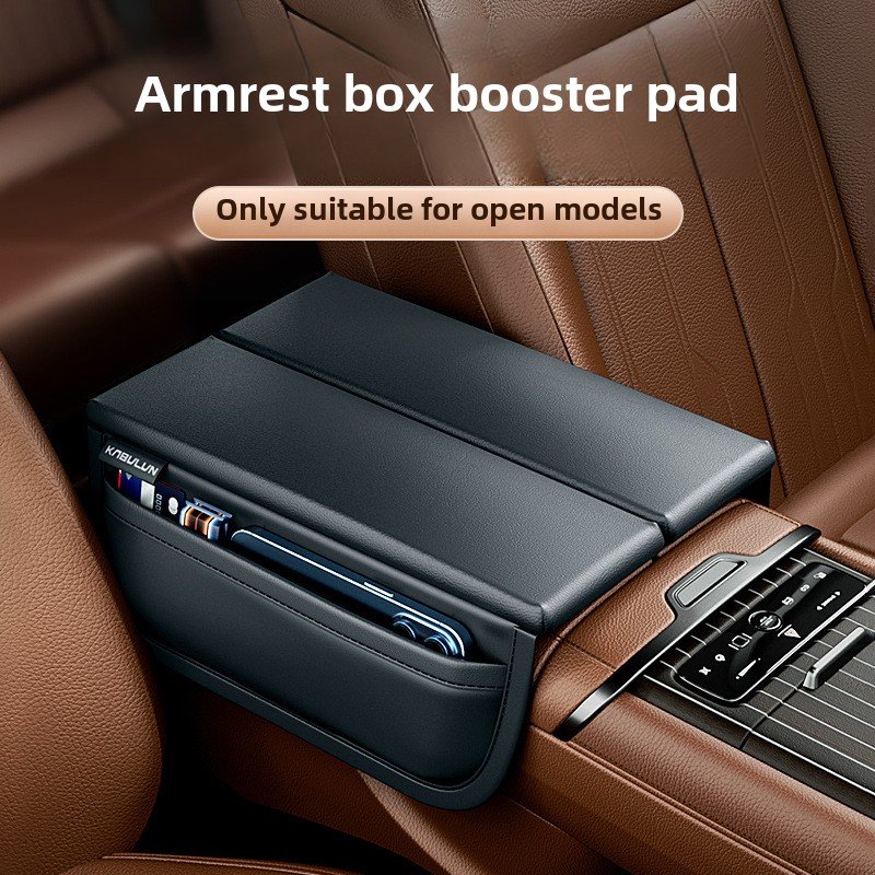 Car Supplies Leather Armrest Box with Heightened Protective Pad Main Driver Elbow Rest Folio Storage Front Cup Holder Function