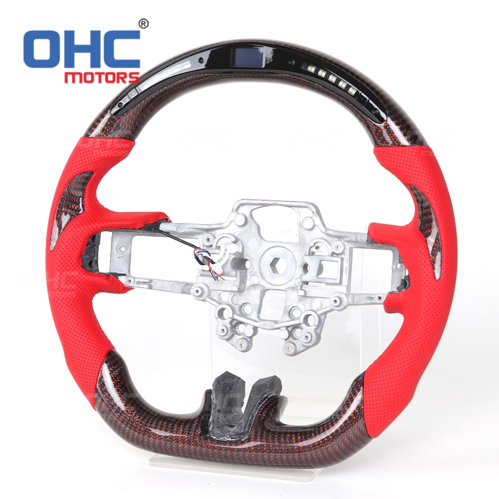 Racing Car Carbon Fiber Led Steering Wheel For Ford Mustang 2020 2018 2019 2020 Led Display Mustang Gt Carbon Steering Wheel