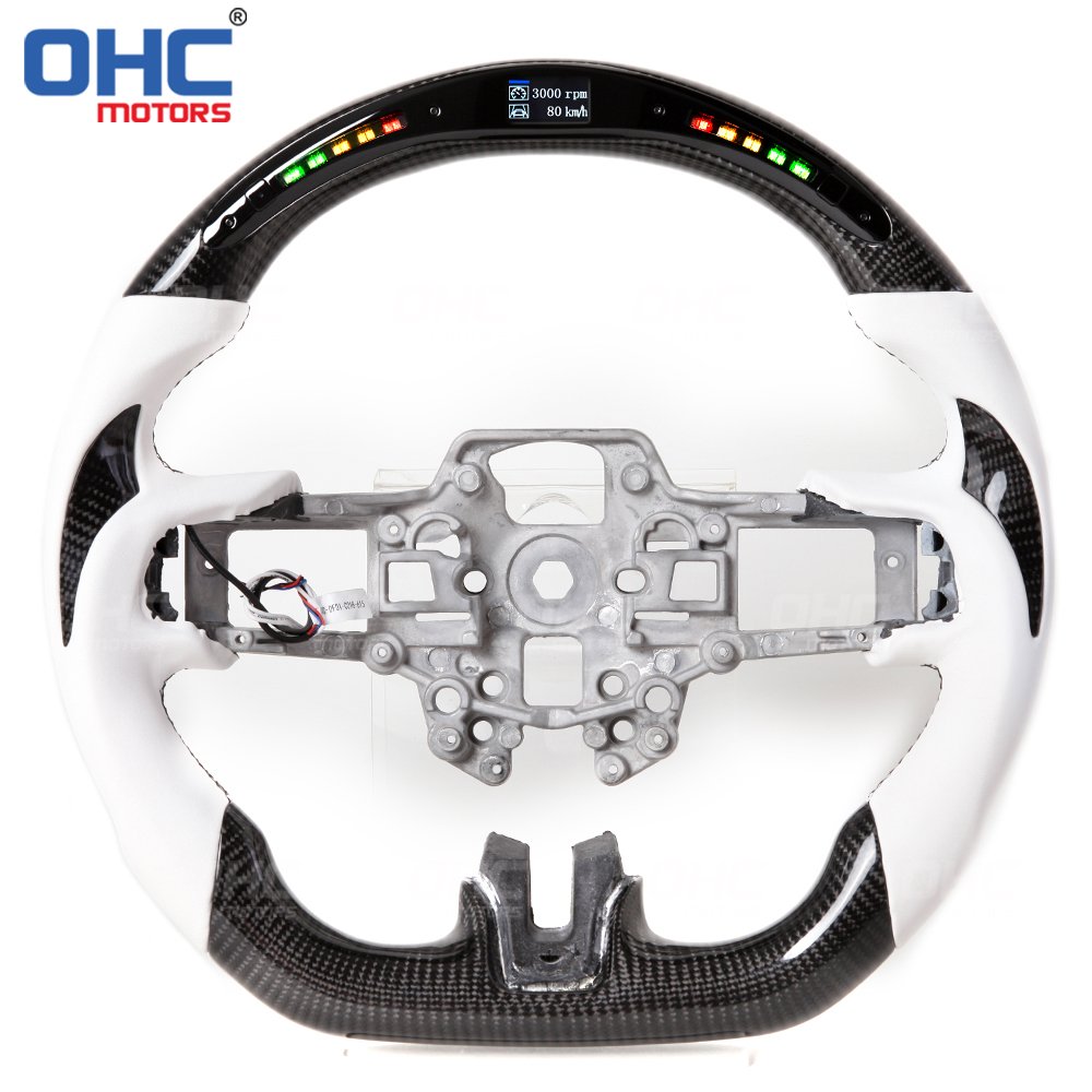 Racing Car Carbon Fiber Led Steering Wheel For Ford Mustang 2020 2018 2019 2020 Led Display Mustang Gt Carbon Steering Wheel