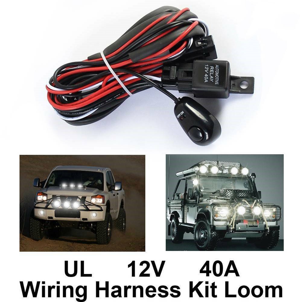 Auto 1 2 4 Lead 12V 40A LED Work Light Bar Wiring Harness Kit Offroad 4x4 Truck SUV Light bar Cable W/ Rocker Switch Relay Fuse