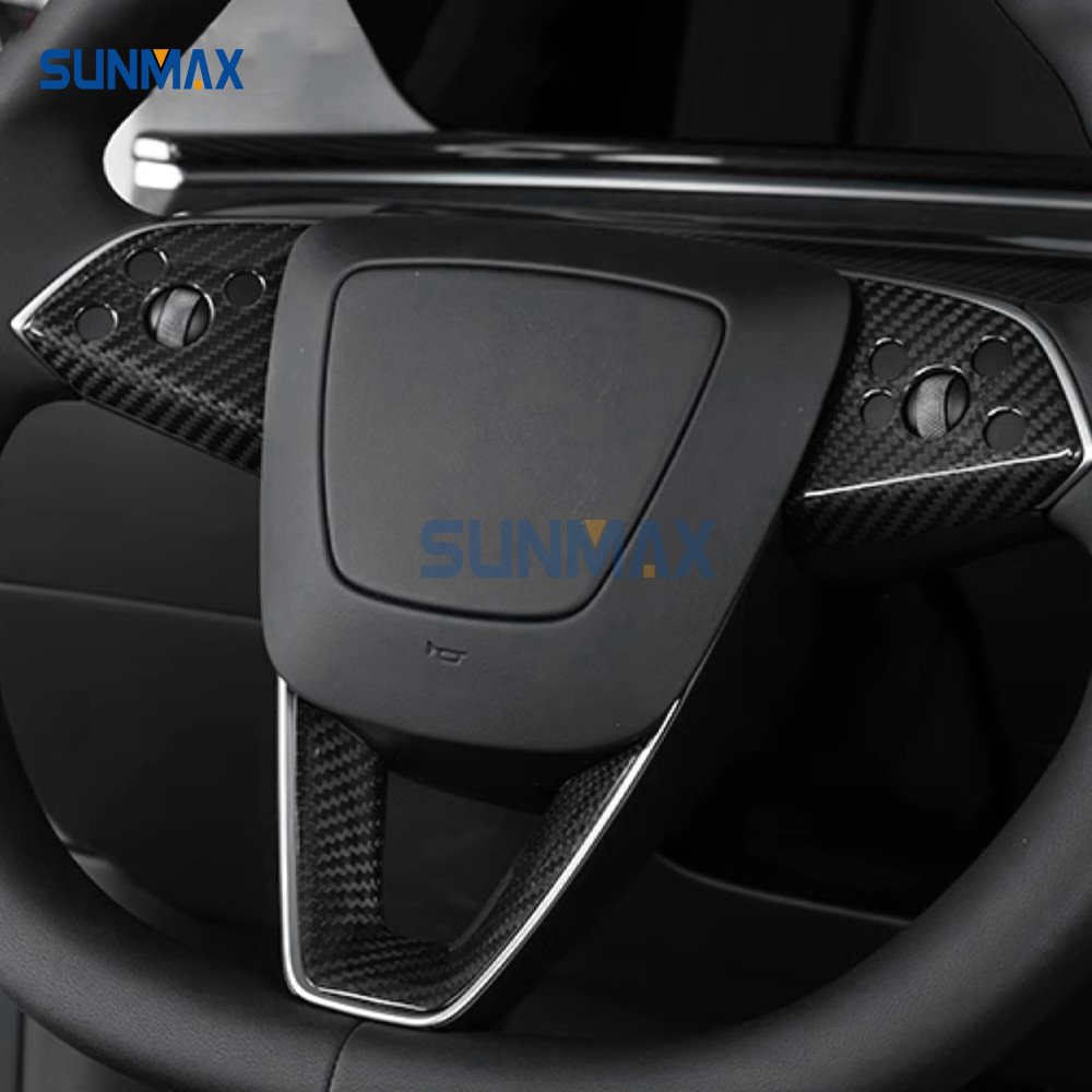 Sunmax Real Carbon Fiber Center Console Interior Kits for Tesla Model 3 Highland 2023-2024 Decorative Car Accessories Cover Trim