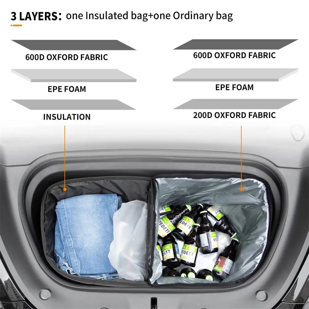 Frunk Cooler Organizer Insulation Bag Front Trunk Storage Organizers for Tesla Model 3 Y Insulated Cooler Bag