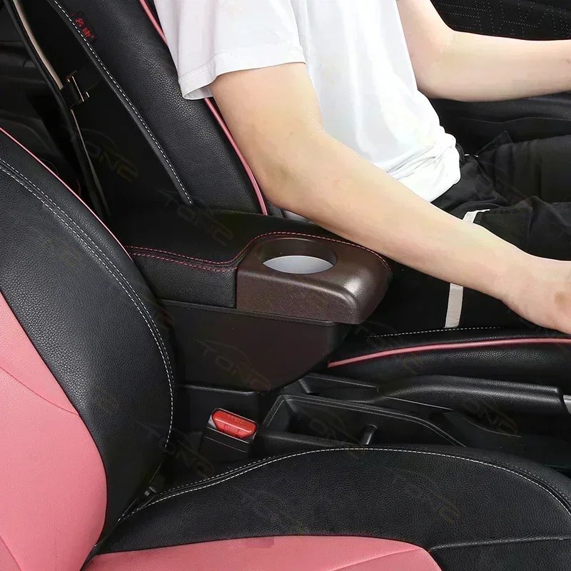TONC Elevate Your Ford Fiesta with Custom ABS Armrest Console-Premium Comfort with Dual USB Ports,Cup Holder,and Dual Storage
