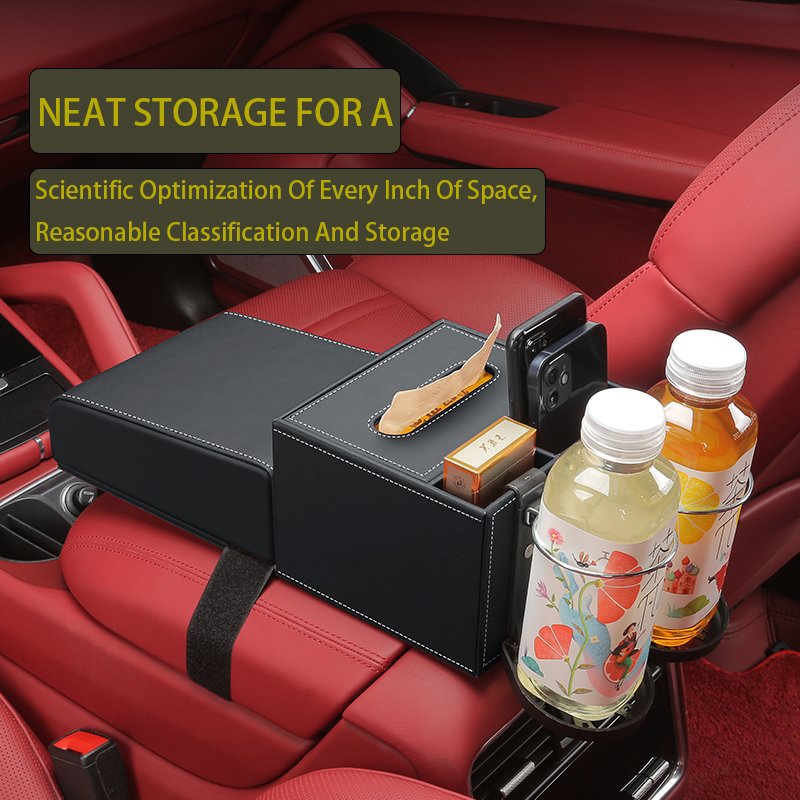 Mulit-functional 3 in 1 Car Armrest Pad Covers and Tissue Box and Elbow Rest Car Interior Trim Center Console Armrest Box Cover