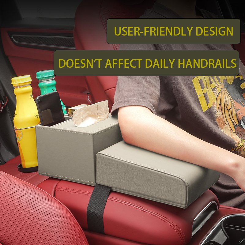 Mulit-functional 3 in 1 Car Armrest Pad Covers and Tissue Box and Elbow Rest Car Interior Trim Center Console Armrest Box Cover