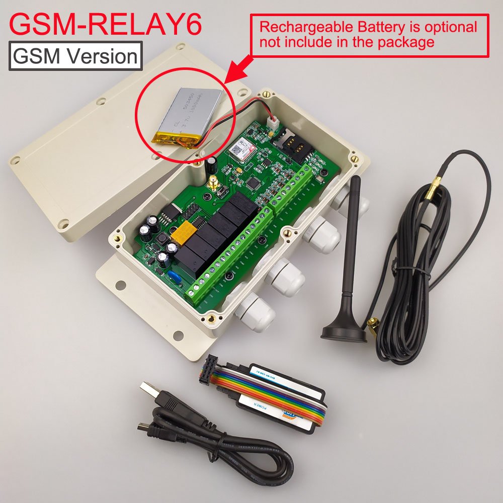 GSM-RELAY6 GSM Remote Controller 6 RELAY Output 6 Alarm Input Battery Support Power Failure Alert