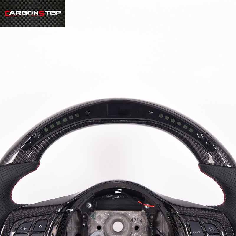 Wholesale Custom glossy Carbon Fiber real leather LED racing display Car Steering Wheel for Mitsubishi EVO