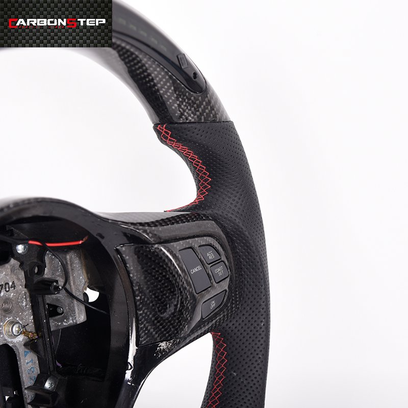 Wholesale Custom glossy Carbon Fiber real leather LED racing display Car Steering Wheel for Mitsubishi EVO